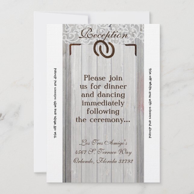 3.5x7 Carte de Réception Fer à Cheval en Bois (Devant)