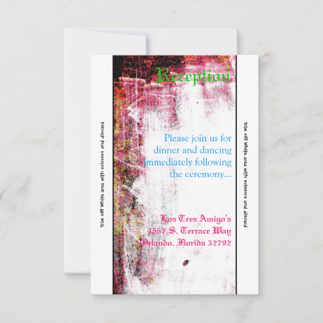 3.5x7 Carte de réception Neon Grunge Rayure Couleu (Devant)