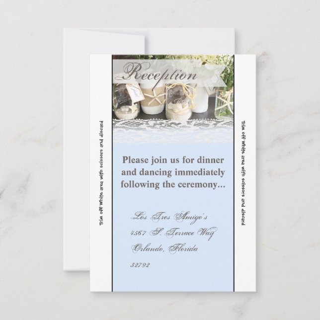 3.5x7 Reception Card Beach Sea Mason Jars Ocean (Front)