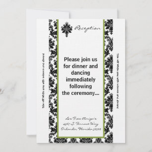 3.5x7 Reception Card Black Green Damask