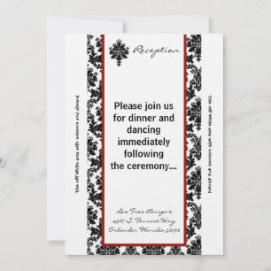 3.5x7 Reception Card Black Red Damask