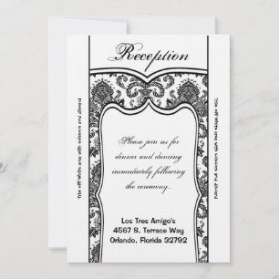 3.5x7 Reception Card Black White Damask