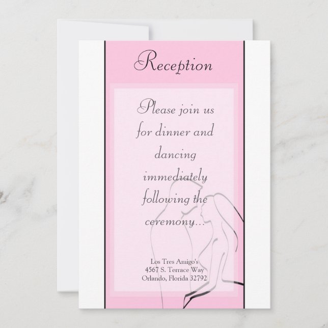3.5x7 Reception Card Bride & Groom Pink (Front)