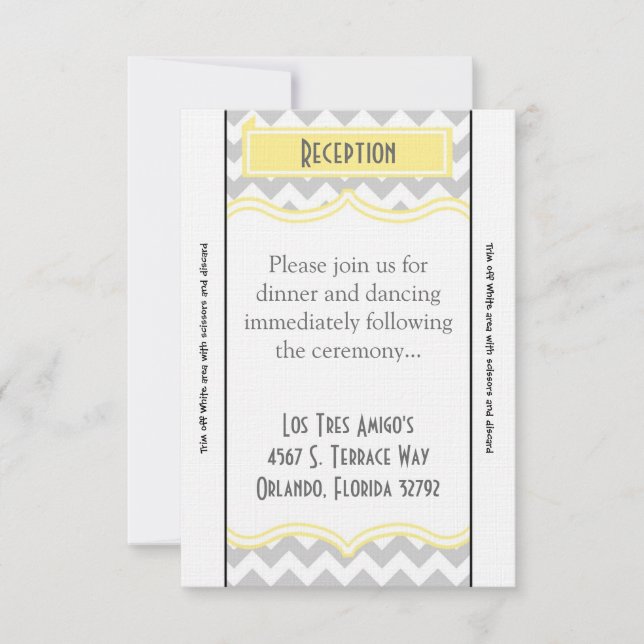 3.5x7 Reception Card Chevron Stripe Grey Yellow (Front)