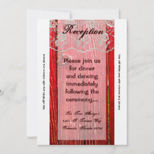 3.5x7 Reception Card Country Lace Red Wash Wood