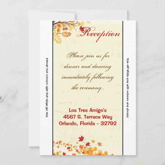 3.5x7 Reception Card Fall Breeze Autumn Leaves (Front)