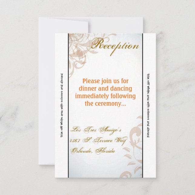 3.5x7 Reception Card Fall Filigree Autumn Swirl (Front)