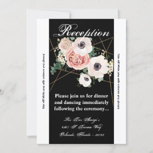3.5x7 Reception Card Geometric Garden Rose Black