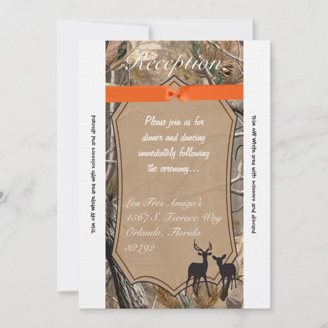 3.5x7 Reception Card Hunters Camo Camoflauge Deer (Front)