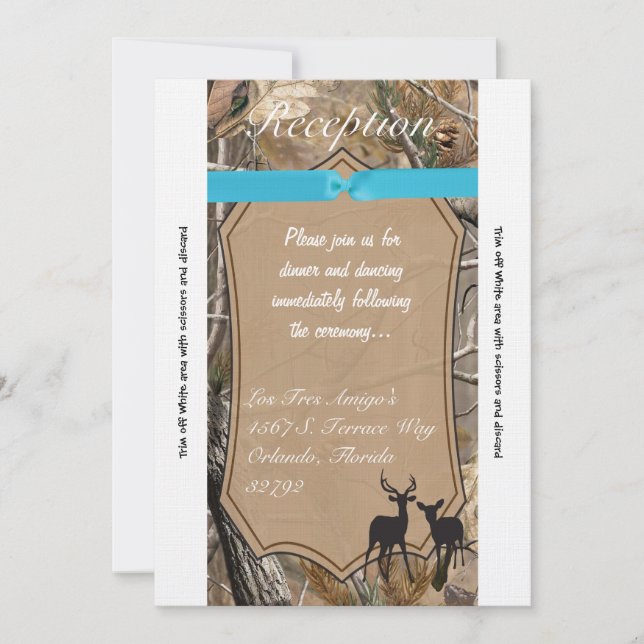 3.5x7 Reception Card Hunters Camo Camoflauge Deer (Front)
