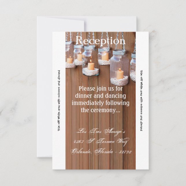 3.5x7 Reception Card Mason Jar Candle Lights Night (Front)