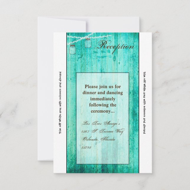 3.5x7 Reception Card Mason Jar String Lights Wood (Front)