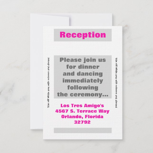 3.5x7 Reception Card Modern Neon Stripe Pink (Front)
