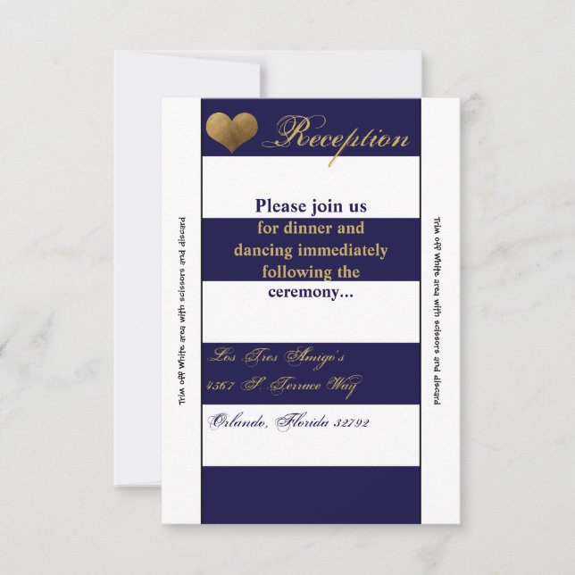 3.5x7 Reception Card Modern Stripe Navy White Con (Front)