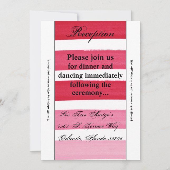 3.5x7 Reception Card Ombre Stripe Pink Line Fade (Front)