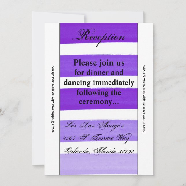 3.5x7 Reception Card Ombre Stripe Purple Line Fade (Front)