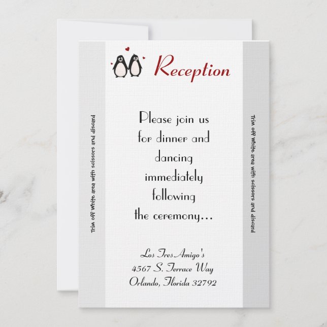 3.5x7 Reception Card Penguin Love Coupl (Front)