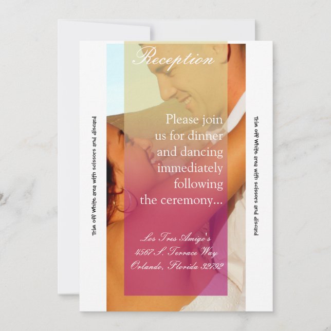3.5x7 Reception Card Sunset Fade Pink Tan Photo (Front)