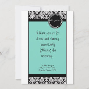 3.5x7 Reception Card Teal & Black Damask