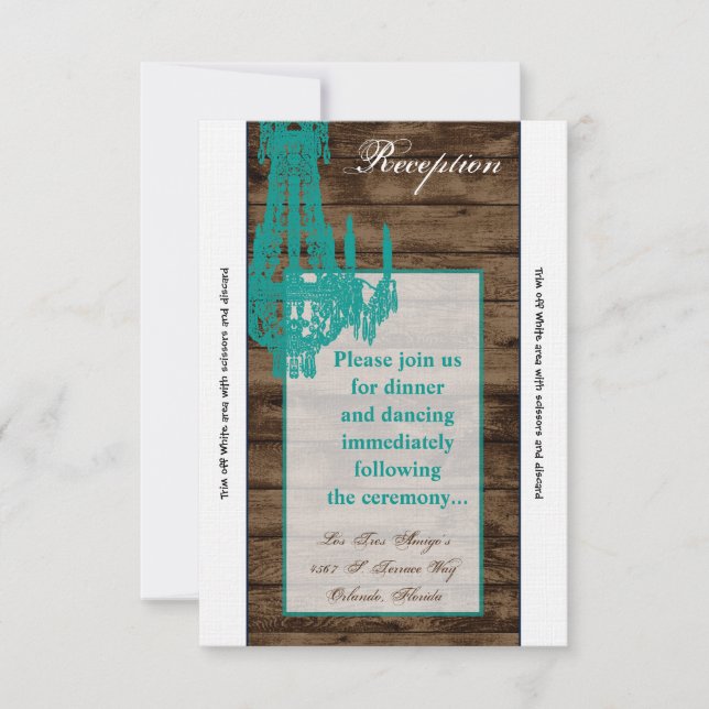 3.5x7 Reception Card Western Rustic Chandelier (Front)