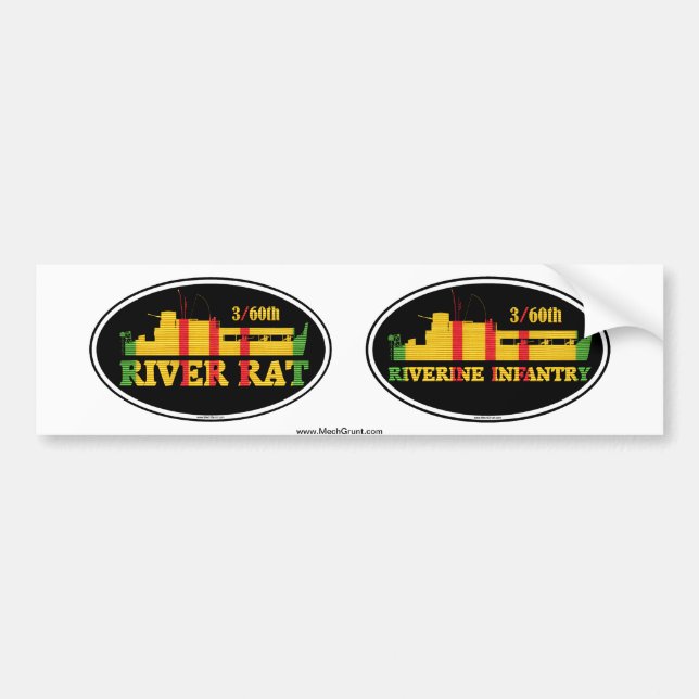 3/60th Riverine Infantry Euro-Sticker Pair Bumper Sticker (Front)