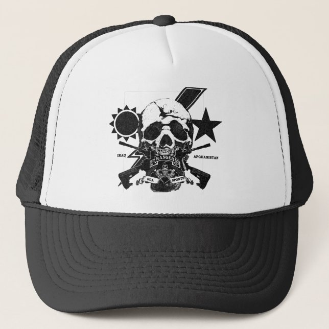 3/75 Ranger Skull design with tab and OIF/OEF Trucker Hat (Front)