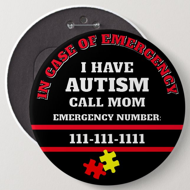 #3 Add your Phone Number  Autism Button (Front & Back)