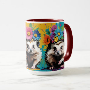 3 Adorable Hedgehogs with Flower Crowns Mug