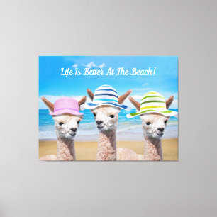 3 Alpacas Life Is Better At The Beach! DIY, Canvas Print