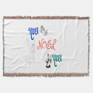 3 Angels Blowing Trumpet Praying Noel Throw Blanket