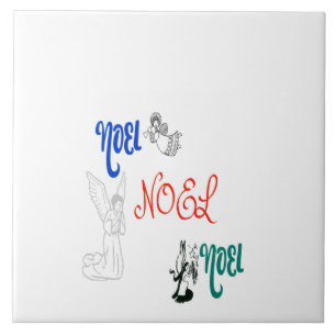 3 Angels Blowing Trumpet Praying Noel Tile