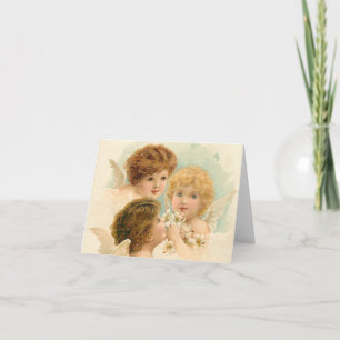 3 Angels Vintages Pensant À Votre Carte De Voeux