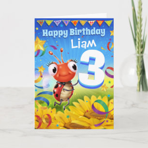 3 ans Carte d'anniversaire personnalisée Gamme Lit