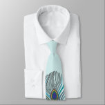 3 AquaFeathers Peacock Tie 4 Weddings OR Anytime<br><div class="desc">Any Tie that isn't printed front and back can be customized by you to have print on the back side too.  Just Scroll down and click "customize further" on Personalize Template Pop-Up window and select all and copy and then select the back side and paste.</div>