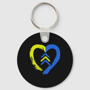 3 Arrows Heart Love Down Syndrome Awareness  Keychain