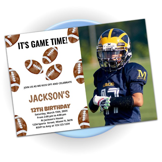 3 balles Football Invitations d'anniversaire avec  (Créateur téléchargé)