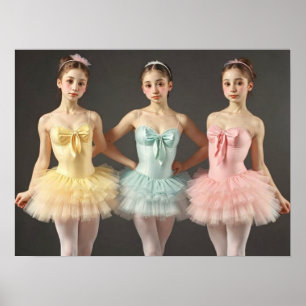 3 beautiful dancers in soft colors poster