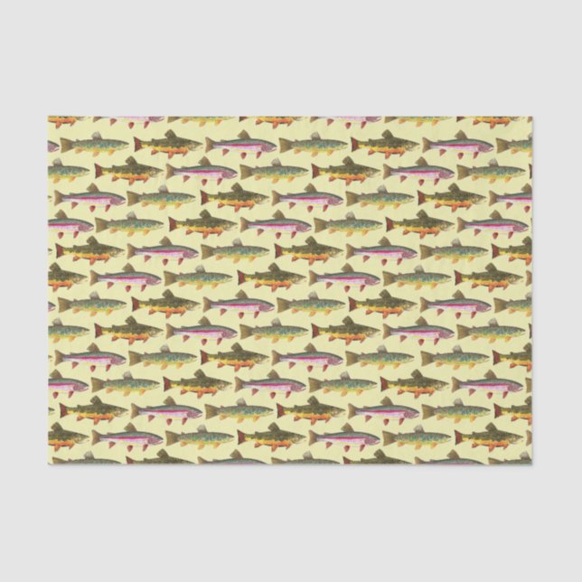 3 Beautiful Trout - Brook, Rainbow, Brown Tissue Paper (Front)