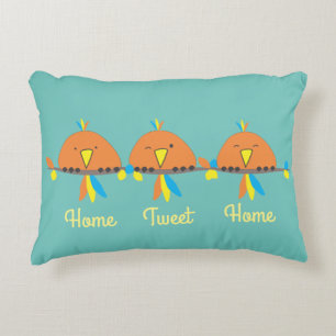 3 Birds on a Wire Home Tweet Home Accent Pillow