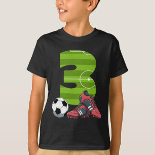 3 Birthday Soccer First Birthday Footll Kids T-Shirt