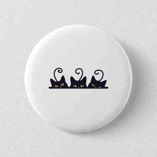 3 Black Cats Funny Cat Lovers Design Women Men Gir 2 Inch Round Button
