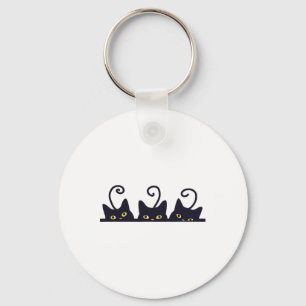 3 Black Cats Funny Cat Lovers Design Women Men Gir Keychain