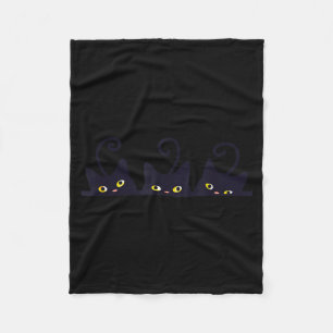 3 Black Cats Funny Cute Design Women Men Girl Boy Fleece Blanket