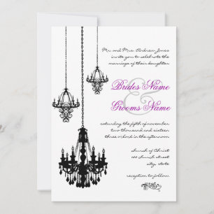 3 Black Chandeliers Wedding Invitations