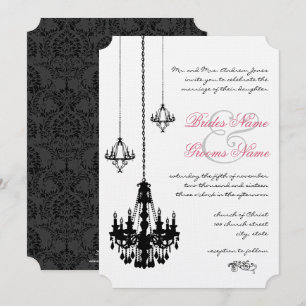 3 Black Chandeliers Wedding Invitations