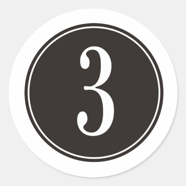 #3 Black Circle Classic Round Sticker (Front)