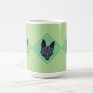 3 Black German Shepherd green diamond mug