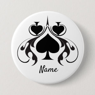 3 Black Spades Tribal Thunder_Cove  Inch Round Button