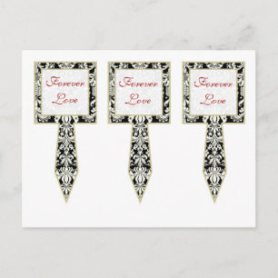 3 Black/White Damask Wedding Cup Cake Picks Postcard
