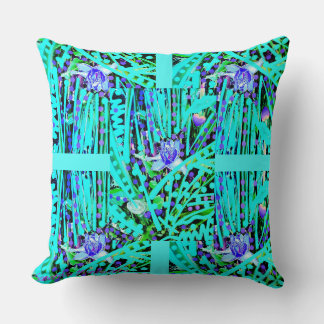 3 Blue Heart Moons & Wonder Rose Quadrate Throw Pillow